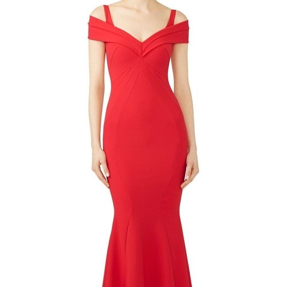 La Petite Robe Di Chiara Boni Gown Red Seamed Ponte Red Tally Dress Sz 38